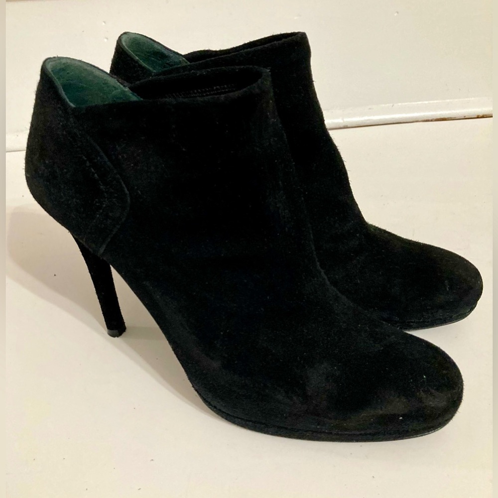 Stuart Weitzman Black Suede Bluster Low Platform High Heel Boots/Booties SZ-38